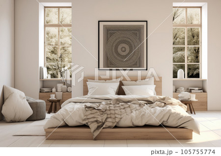 Boho minimal bedroom interior style with Home decoration mock up