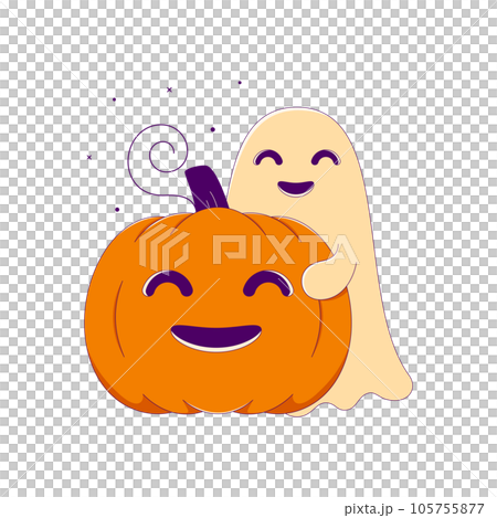 Lined Cute Halloween Pumpkin with Ghost Lined Cute Halloween Pumpkin with Ghost 105755877