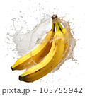 Banana with Splashed water 105755942