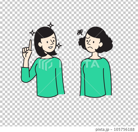 癖毛に悩む若い女性　シンプルイラスト 105756188
