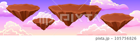 Land island floating in pink sky game illustration Land island floating in pink sky game illustration 105756826