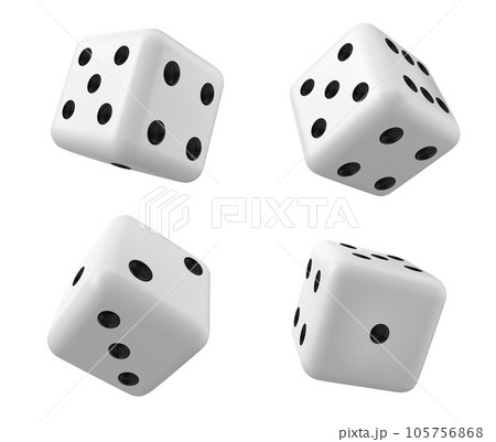 White 3d isolated realistic dice for casino game 105756868