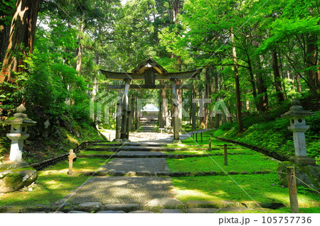 【福井県】平泉寺白山神社の二の鳥居と拝殿 105757736