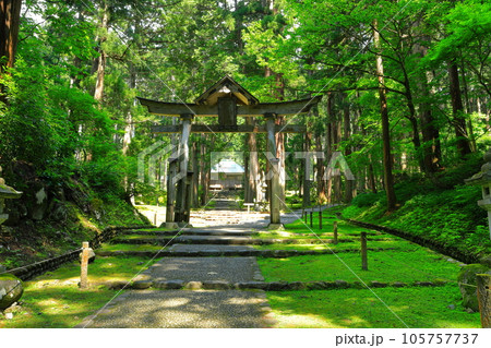 【福井県】平泉寺白山神社の二の鳥居と拝殿 105757737