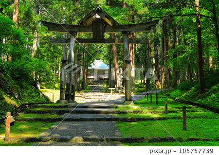 【福井県】平泉寺白山神社の二の鳥居と拝殿 105757739