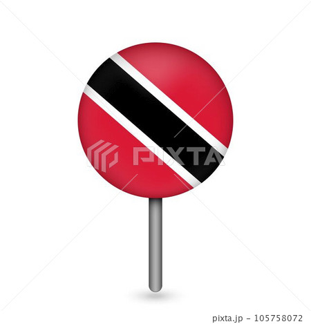 Map pointer with contry Trinidad and Tobago. Trinidad and Tobago flag. Vector illustration. Map pointer with contry Trinidad and Tobago. Trinidad and Tobago flag. Vector illustration. 105758072