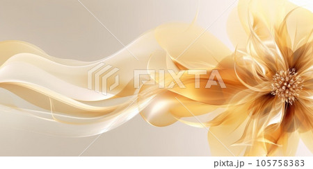 Beautiful abstract gold transparent floral design background. Generative AI AIG32 105758383