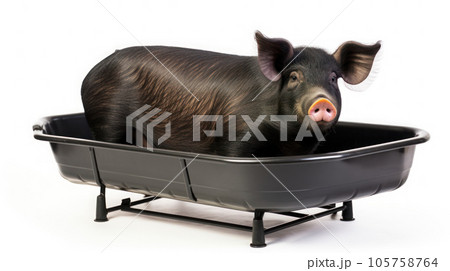 Black pig on the white isolated background Black pig on the white isolated background 105758764