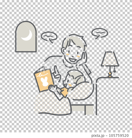 A young father reading a book to his child before going to bed Simple and stylish line drawing illustration A young father reading a book to his child before going to bed Simple and stylish line drawing illustration 105759520