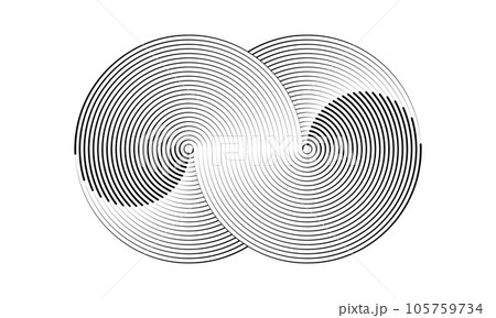 Two circles in a spiral. Art lines illustration as logo or tattoo