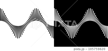 Abstract art geometric background with lines. Optical illusion with waves. Black lines on a white background and white lines on the black side. 105759820