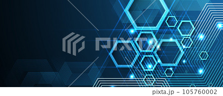 Technology banner design with hexagons abstract background. 105760002
