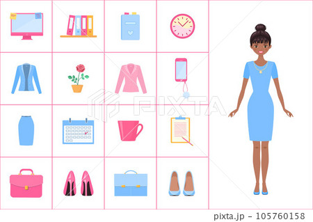 African American young woman in business dress. Clipart 105760158
