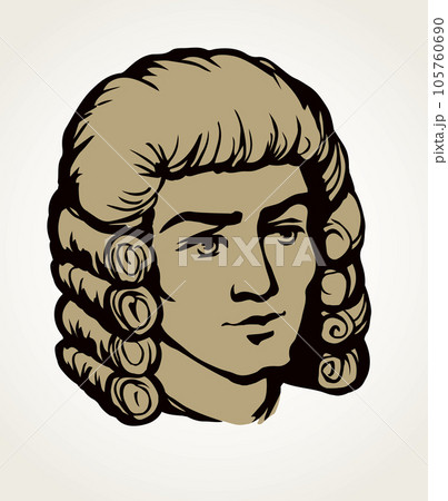Vintage french wig. Vector drawing Vintage french wig. Vector drawing 105760690