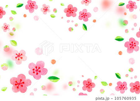 水彩イラスト 梅の花 年賀状素材 水彩イラスト 梅の花 年賀状素材 105760935
