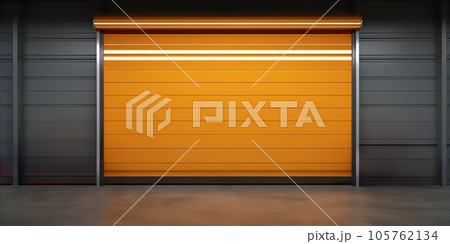 Roller door or roller shutter and concrete floor for background. Roller door or roller shutter and concrete floor for background. 105762134