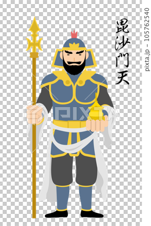 A simple and cute illustration of Bishamonten, the Seven Lucky Gods 105762540