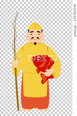 七福神惠比壽簡單又可愛的插畫 七福神惠比壽簡單又可愛的插畫 105762546