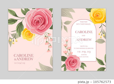 vector invitation with rose flowers 105762573