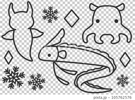 海の生き物なぬりえ 海の生き物なぬりえ 105762576