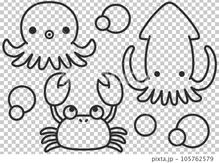 海の生き物なぬりえ 海の生き物なぬりえ 105762579