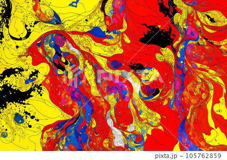 抽象画は、具体的な対象物を描写しない絵画です。抽象画は、形、線、色、質感などの要素を組み合わせて、独のイラスト素材 [105762859] -  PIXTA