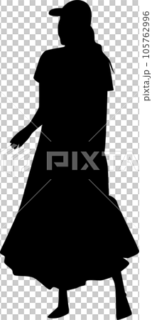 cap fashionable woman silhouette 105762996