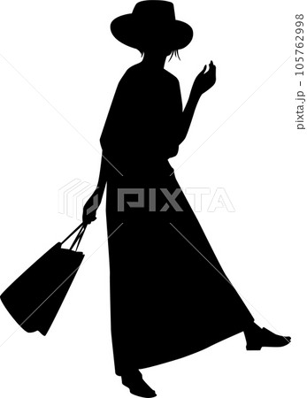 ワンピースを着た女性のシルエット 105762998