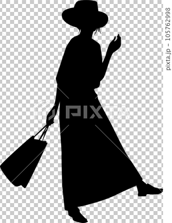 ワンピースを着た女性のシルエット 105762998