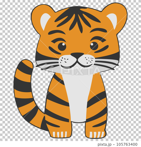 Tiger clipart vector flat design on white background Tiger clipart vector flat design on white background 105763400