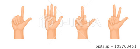 Human Hand Showing Gestures and Signs Vector Set 105763451