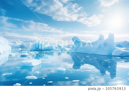 Sea with icebergs. 105763913