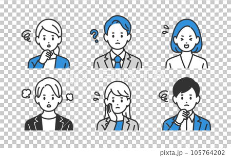 Negative business person men and women upper body set [person vector illustration material] 105764202