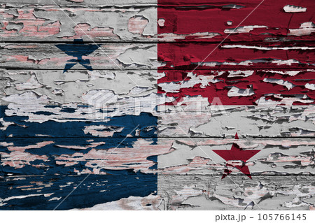 Flag of Panama painted on a wooden board Flag of Panama painted on a wooden board 105766145