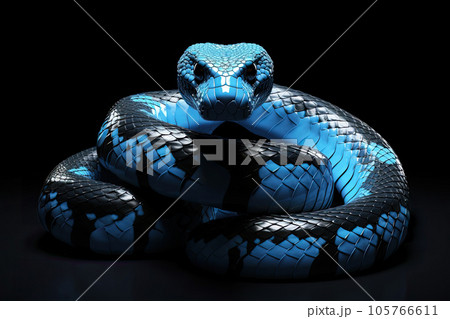 Illustration of a blue skin python on a black...のイラスト素材 [105766611] - PIXTA