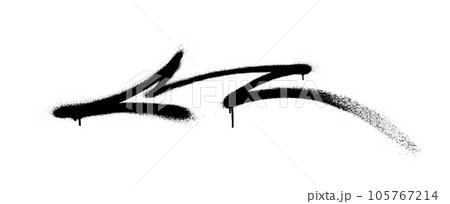 Graffiti arrow with overspray in black over white. 105767214