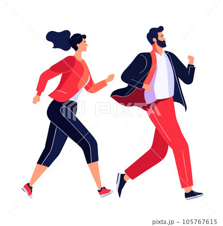 Lover people run after each other, interacting with deadline love concept 105767615