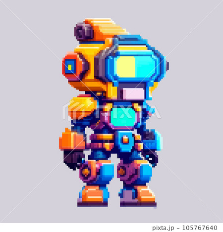 Robot monster pixel art character for 8 bit game scenery arcade video game Robot monster pixel art character for 8 bit game scenery arcade video game 105767640