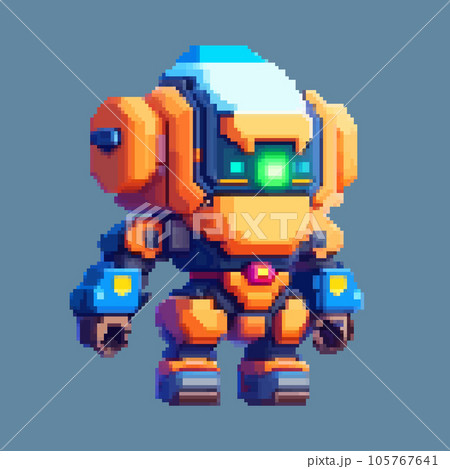 Robot monster pixel art character for 8 bit game scenery arcade video game 105767641