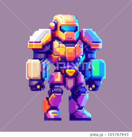 Robot monster pixel art character for 8 bitのイラスト素材