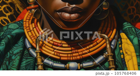 illustration on the theme of African national ornaments, national colors of africa, freedom day, Generative AI 105768406