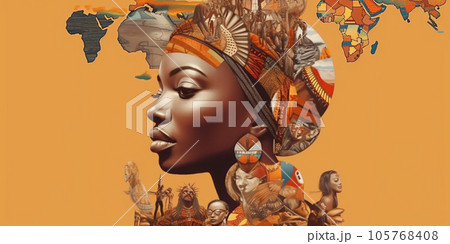 Illustration of african woman in national colors of africa, freedom day, emancipation day. Generative AI 105768408