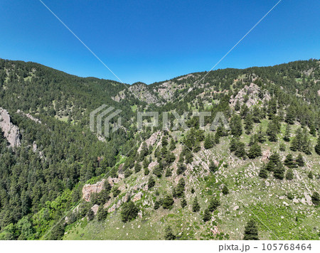 The Flatirons, rock formations at Chautauqua Park near Boulder, Colorado 105768464