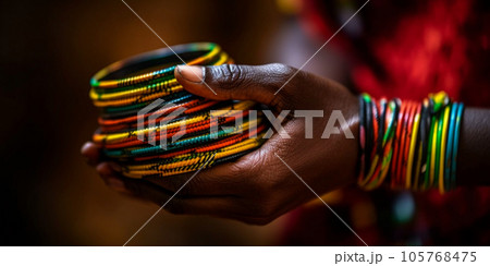 illustration on the theme of African national ornaments, national colors of africa, emancipation day. Generative AI 105768475