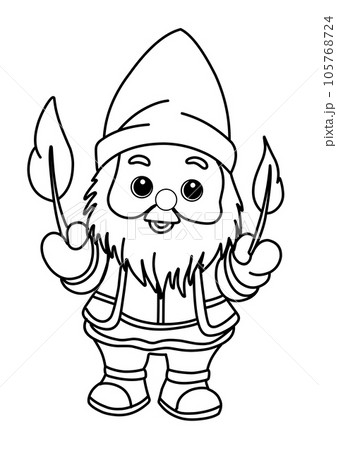 Coloring page with gnomes, autumn coloring page. 105768724
