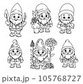 set Coloring pages with gnomes, autumn coloring page. 105768727