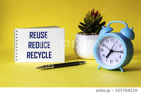 Reduce, reuse, recycle, repeat - environmental conservation and sustainable development concept  105769220