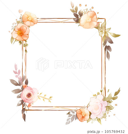 Romantic flotal watercolor frame 105769432