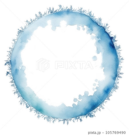 Blue watercolor snowflake frame isolated 105769490