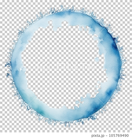 Blue watercolor snowflake frame isolated 105769490